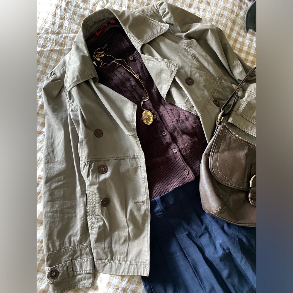 Esprit EDC Double-Breasted Taupe Jacket 100% Cotton Gilmore Girls Style (S)